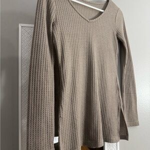 NVGTN Tan Ribbed Long Sleeve Blouse